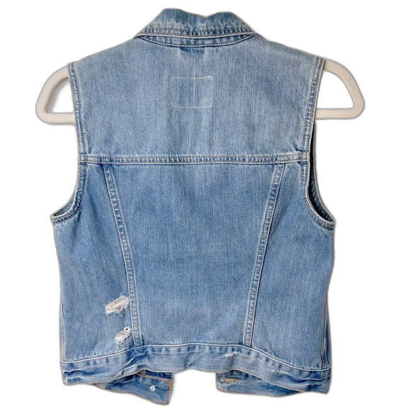 Hollister Denim Vest Distressed Light Wash  Size S - Picture 2 of 2
